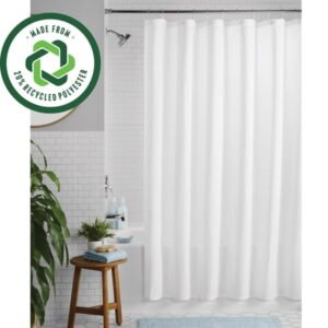 Mainstays Waffle-Weave Fabric Shower Curtain, Textured Cotton Blend with Recycled Polyester, 72” x 72”, Arctic White