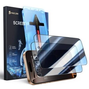 Magic John 2 Pack Privacy Screen Protector for iPhone 16 Pro Max Corning Tempered Glass Ease of Use