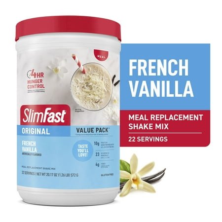 SlimFast Original French Vanilla Meal Replacement Shake Mix, 10g Protein, 22 Servings