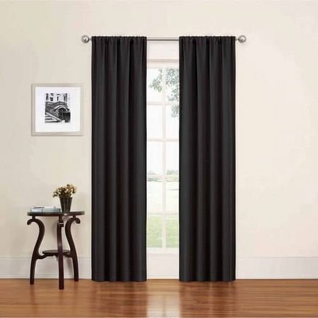 Eclipse Phoenix Solid Blackout Curtains, Set of 2, 84 Inch Long Blackout Curtains, 37"W x 95"L, Black