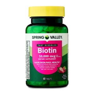 Spring Valley Biotin 10,000 Mcg Fast-Dissolve Tablets for Hair, Skin & Nails, 60 Count