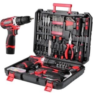 TLGREEN 12V Cordless Drill Tool set - 139 Piece, 2Ah Battery, 2-Speed Adjustable Power & Rapid Charging Magnetic drill, Home Tool Kit for DIY, Repairs, Gift for Father, Husband, Friend, Red
