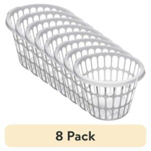 (8 pack) Starplast 1 Bushel Round Laundry Basket, White Plastic