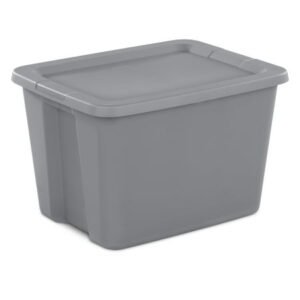 Sterilite 18 Gallon Large Storage Bin, Plastic Storage Container with Snap-On Lid, Gray