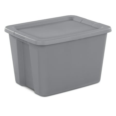 Sterilite 18 Gallon Large Storage Bin, Plastic Storage Container with Snap-On Lid, Gray