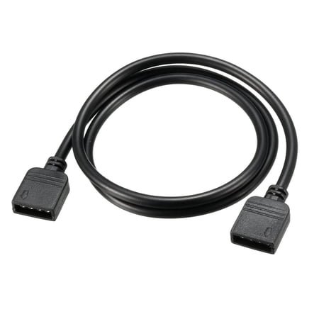 Uxcell 0.15ft 4 Pin Female to Female RGB Splitter Cable for 5050 3528 LED Plastic Black 1pcs