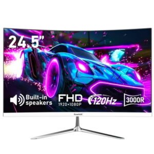 Gawfolk 24.5" Gaming Monitor Curved 1080P 120Hz with Built-in Speakers,Upports 75×75mm Wall Mount, Black