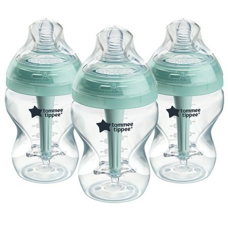 Tommee Tippee Advanced Anti-Colic Baby Bottle, 9oz, Slow Flow. Breast-like Nipple, Vented Anti-Colic Wand, Self-Sterilizing, Pack of 3