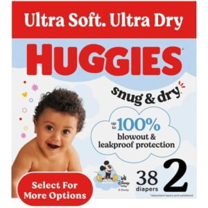 Huggies Snug & Dry Baby Diapers, Size 2 (12-18 lbs), 38 Count (Select for More)