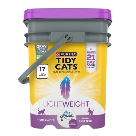 Purina Tidy Cats LightWeight Clumping Cat Litter, Glade Clean Blossoms Scent, 17 lb Pail