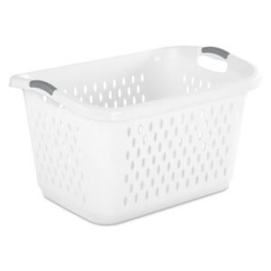 Sterilite Extra Large 2.7 Bushel Plastic Laundry Basket with 2 Carry Handles, White, Adult