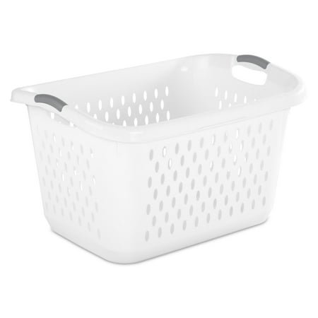 Sterilite Extra Large 2.7 Bushel Plastic Laundry Basket with 2 Carry Handles, White, Adult