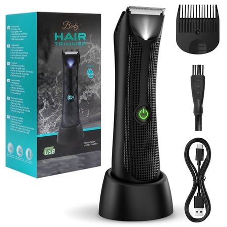 YOOVEE Professional Body Hair Trimmer – Pubic, Groin, Chest & Underarm Grooming Kit, Cordless Rechargeable Beard Trimmer w/ Adjustable Taper for Men Women, Black