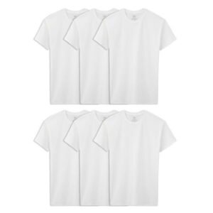 Fruit of the Loom Boys' White Crew Undershirts, 5+1 Bonus Pack