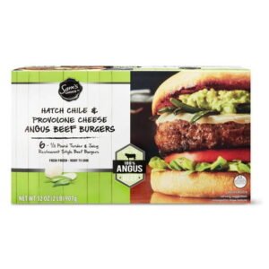 Sams Choice Hatch Chili Provolone Angus Beef Patties, 32 oz, 6 Patties