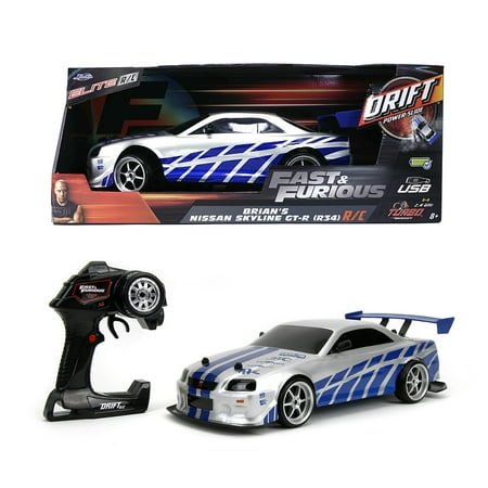 Fast & Furious 1:10 Nissan Skyline GT-R R34 Drift RC Radio Control Cars, Plastic, 8+
