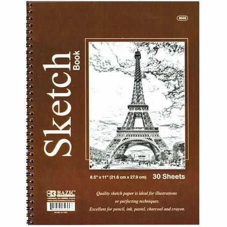BAZIC Sketch Book 30 Ct. 8.5" X 11" Spiral Side Sketchbook Drawing Pads, 1-Pack