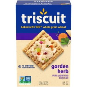Triscuit Garden Herb Whole Grain Wheat Crackers, Lunch Snacks, Snack Crackers, 8.5 oz