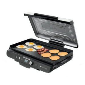 Ninja Sizzle Pro XL 8-Serving Electric Indoor Griddle & Grill, 20-Inch Plates, Edge-to-Edge Heating, GX100, Silver/Black