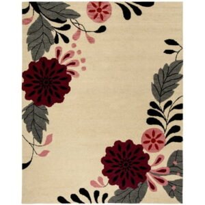 SAFAVIEH Martha Stewart Picture Block Floral Wool Area Rug, Ivory, 5' x 8'