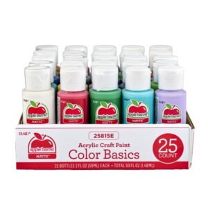 Apple Barrel Color Basics 2 fl oz Acrylic Craft Paint Set, Matte Finish, 25 Piece