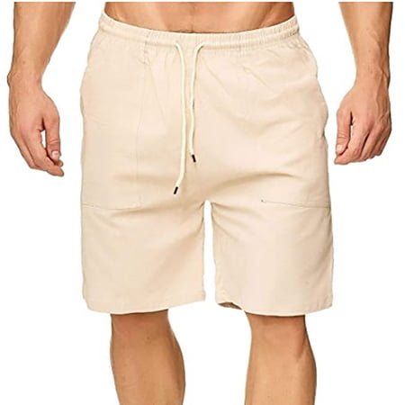 Yunmic Mens Clearance Men's Fashion Casual Men's Sports And Leisure Cotton And Linen Shorts Running Training Pants