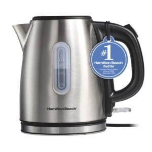 Hamilton Beach 1.2L Electric Kettle, 1500 W, Electric Tea & Water Kettle with Auto Shut-Off and Boil-Dry Protection, Stainless Steel