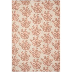 Safavieh Courtyard Fionntan Botanical Indoor/Outdoor Area Rug, Beige/Terracotta, 5'3" x 7'7"