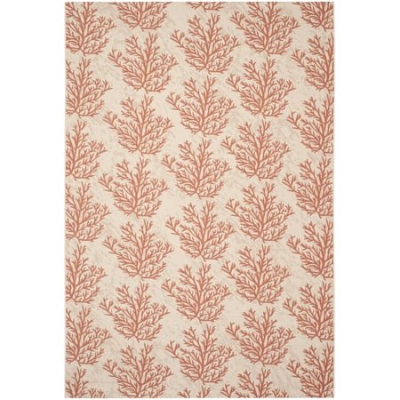 Safavieh Courtyard Fionntan Botanical Indoor/Outdoor Area Rug, Beige/Terracotta, 5'3" x 7'7"