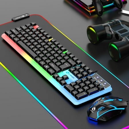 syligr Luminous Keyboard and Mouse Set Hovering Keyboard Mechanical Feeling Gaming Mouse and Keyboard Colourful RGB Lights Wired Keyboard Wired Mouse
