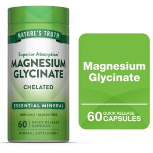 Magnesium Glycinate Capsules | 200mg | 60 Count | Non-GMO, Gluten Free Supplement | by Nature's Truth