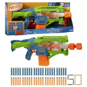 Nerf Elite 2.0 Double Punch Motorized Electronic Blaster, Outdoor, 50 Elite Darts, 2x 10-Dart Clips