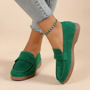 Miluxas Women's Wide Loafers Shoes Cute Dressy Shoes Ladies Comfort Slip Ons Work Shoes Green 5.5(36)
