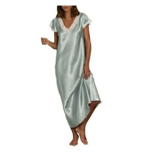 Ichuanyi Woman Dress Womens Short Sleeve V Neck Homewear Pajamas Long Dress Nightgowns Sleepwear