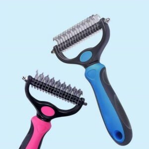 COM1950s Pet Grooming Tool- 2 Sided Undercoat Rake for Dogs &Cats-Safe and Effective Dematting Comb for Mats&Tangles Removing-No More Nasty Shedding Or Flying Hair Green,17.5X9.5Cm(17+9 Blade)