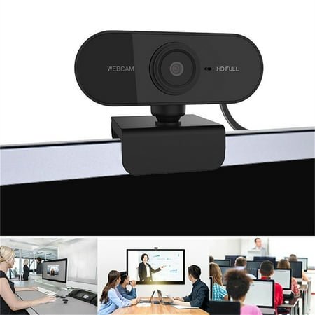 1080P HD Webcam with Built-in Microphone, USB Computer Camera for Laptop Desktop, Flexible Clip Mount, 5-Layer Glass Lens, Compatible with Zoom Skype Video Conferencing