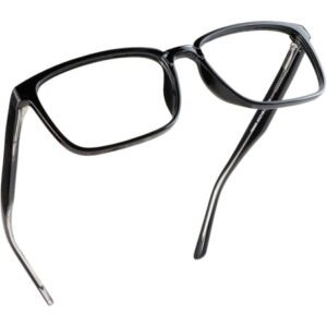 Reading Glasses with Flexible Spring Hinge, Blue Light Blocking Glasses for Women and Men, Anti eyestrain (Black, +0.25 Magnification)