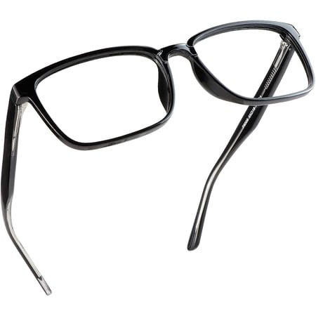 Reading Glasses with Flexible Spring Hinge, Blue Light Blocking Glasses for Women and Men, Anti eyestrain (Black, +0.25 Magnification)