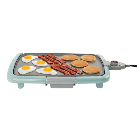 OVENTE Electric Griddle with 16 x 10 Inch Non-Stick Plate, Blue GD1610LBL | Removable and Adjustable Temperature Control, Indoor Grill perfect for Instant Breakfast, Pancakes, Eggs or Burgers