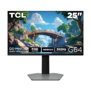 TCL 25” G64 Series FHD HDR QD-Mini LED Gaming Monitor, 300Hz Refresh Rate, LD180 Precise Dimming Series, HDR600 Brightness, 1ms, AMD FreeSync - 25G64