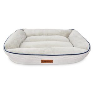 Vibrant Life Lounge Style Pet Bed, Large, Gray Pumice with Blue Piping