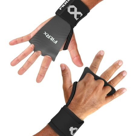 FitRx Grip Wraps, 12” Nylon Workout Gloves with Weightlifting Wrist Wraps, Gym Gloves, One Pair