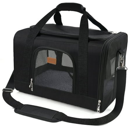 Roypet Small and Medium Pet Carrier, Airline Approved, Collapsible Travel, Black, 15 Lb Limit