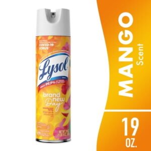 Lysol Brand New Day Disinfectant Spray, Sanitizing and Antibacterial Spray, Deodorizer, Mango & Hibiscus, 19 oz