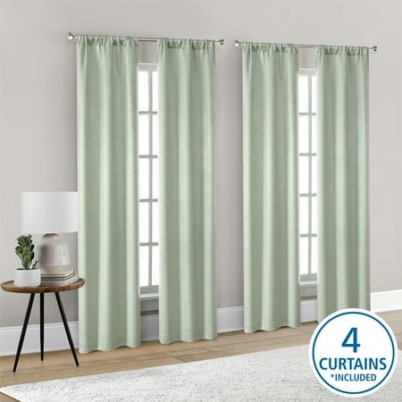 Mainstays 4 of a Kind Blackout Curtain Panels, Set of 4, Green, 28" W x 95" L