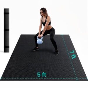 THAILE Extra Large Exercise Mat, 7'x5' Extra Thick Workout Mats for Home Gym Flooring, Non-Slip, Ultra Durable, High-Density Gym Mat for Cardio,Yoga, Jump Rope, MMA, Weights