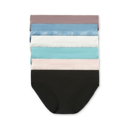 Joyspun Women's Seamless Bikini Panties, 6-Pack, Sizes XS-XXXL