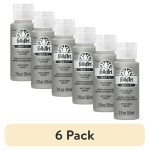(6 pack) FolkArt Acrylic Craft Paint, Matte Finish, Steel Gray, 2 fl oz