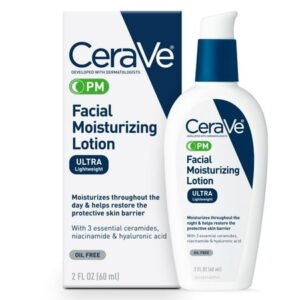 CeraVe Night Cream PM Ultra-Lightweight Moisturizing Lotion with Ceramides Niacinamide Hyaluronic Acid Restores Skin Barrier, 2 fl oz