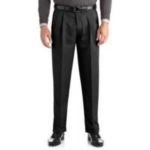 George Men's & Big Men's Classic Fit Pleated Cuffed Microfiber Dress Pants with Adjustable Waistband, Sizes 30-54